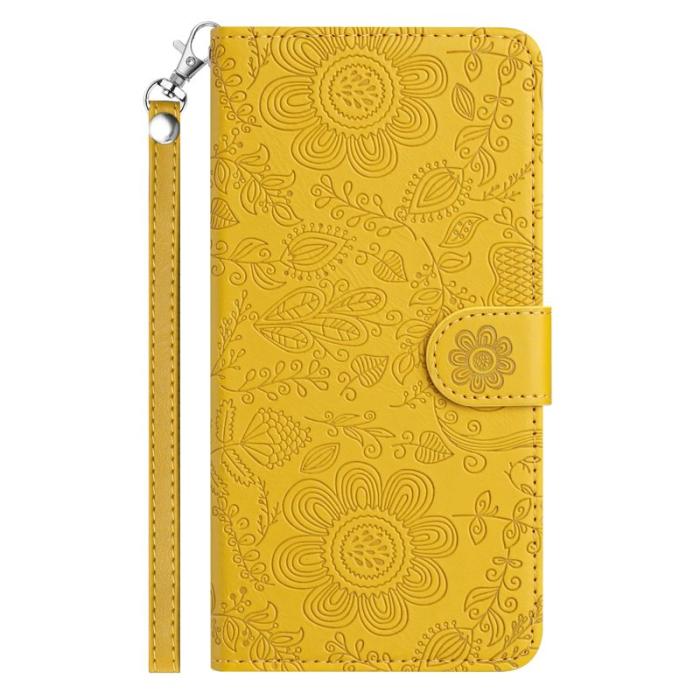 OEM - Samsung Galaxy S26 Plånboksfodral Blommönster Konstläder Flip - Gul