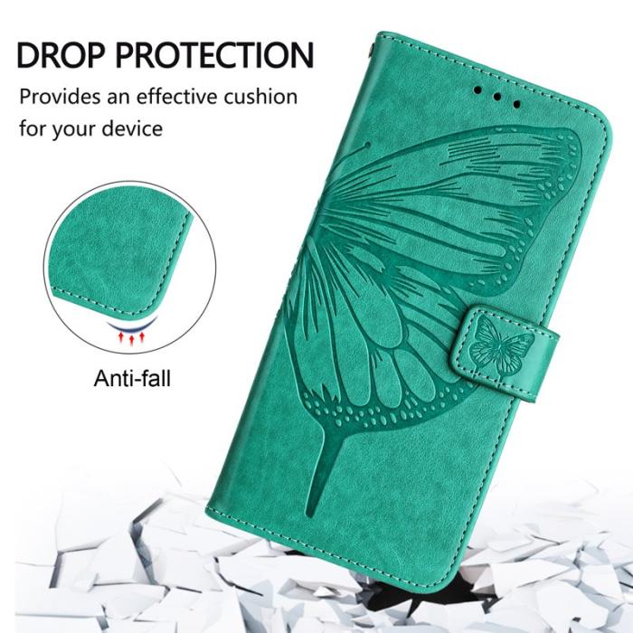 OEM - Samsung Galaxy S26 Ultra Plånboksfodral Konstläder Fjärilsimprint - Grön