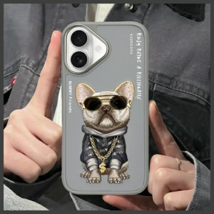 NIMMY - Nimmy iPhone 16 Mobilskal Glasses Cool Dog - Grå