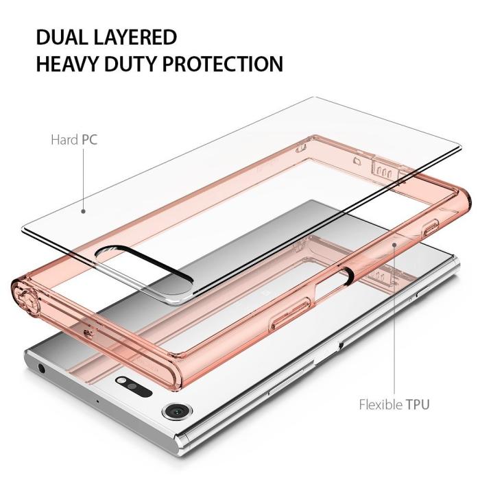 UTGATT4 - Ringke Fusion Skal till Sony Xperia XZ Premium - Rose Gold
