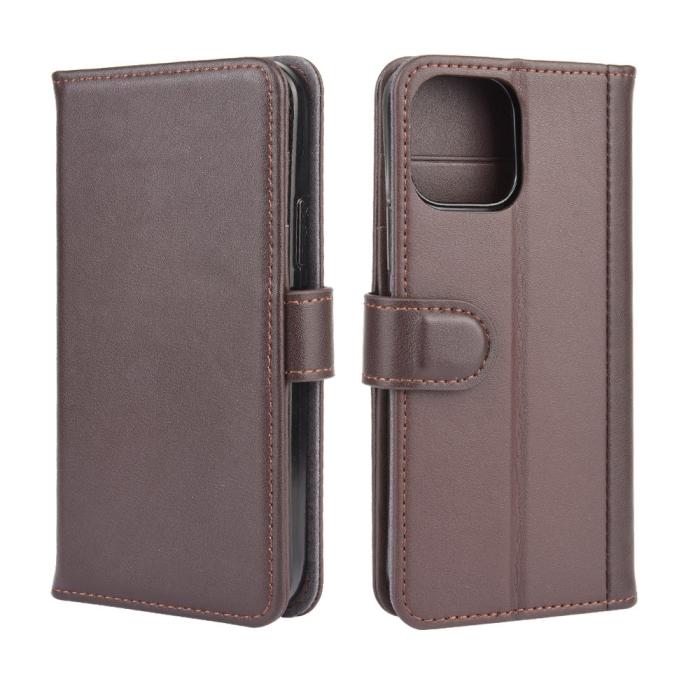 UTGATT1 - Äkta Läder Plånboksfodral iPhone 12 & 12 Pro - Brun