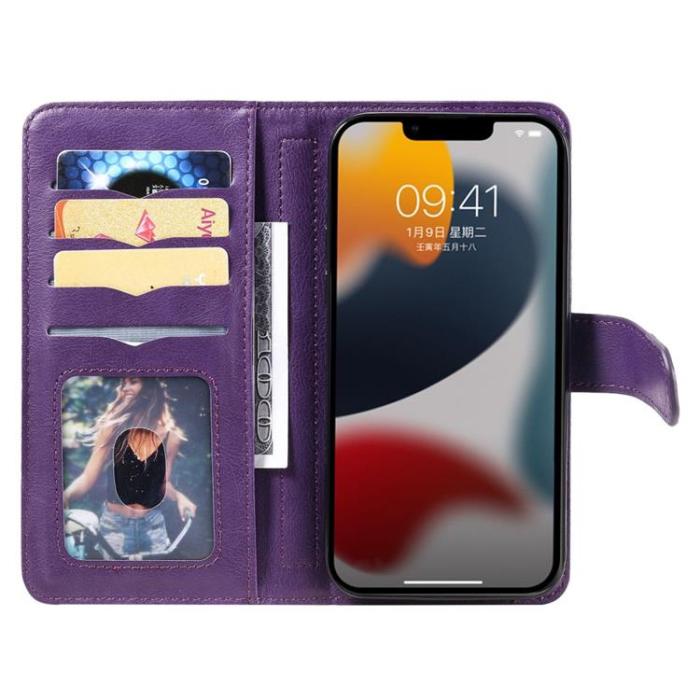 A-One Brand - iPhone 14 Plus Plånboksfodral KT PU Läder - Lila