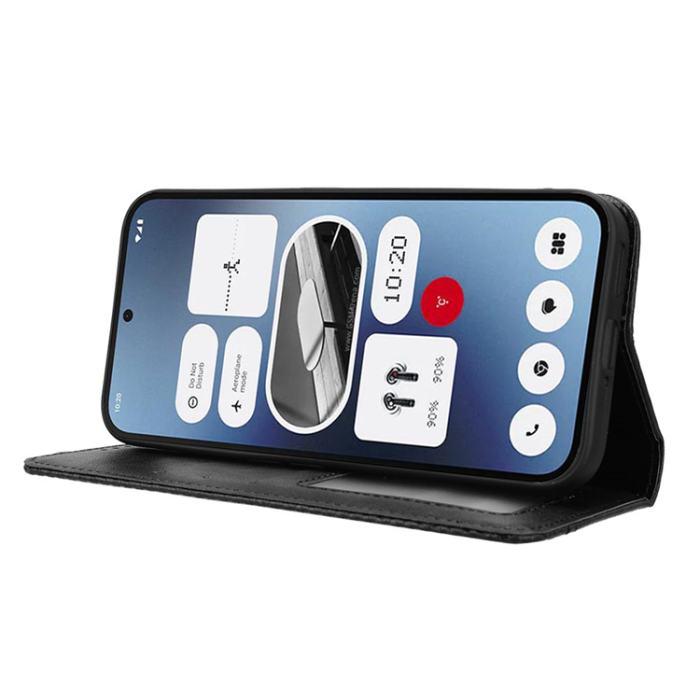 A-One Brand - Nothing Phone (2a) Plus Plånboksfodral Retro Kickstand - Svart