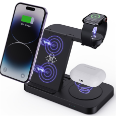 A-One Brand - 3in1 Trådlös Laddare Apple Watch, iPhone, Airpods 15W - Svart