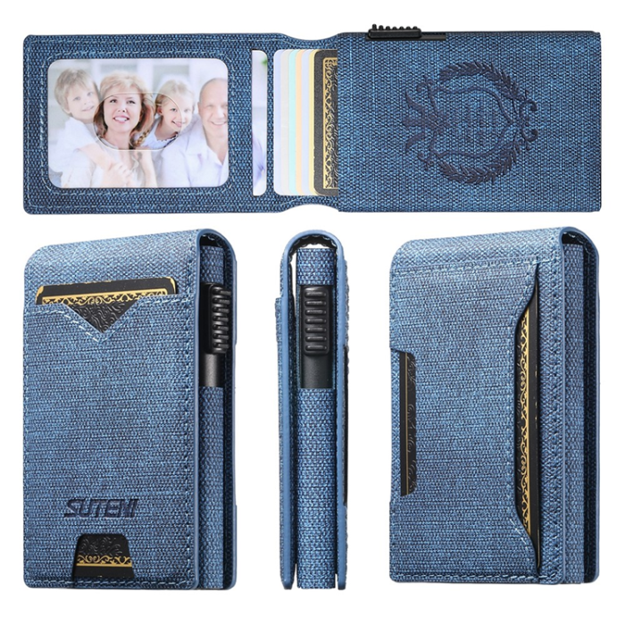 KIGC - SUTENI Korthållare Automatiskt Pop-Up Metall Imprint Jeans