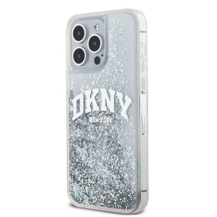 DKNY - DKNY iPhone 15 Pro Max Mobilskal Liquid Glitter Big Logo - Vit