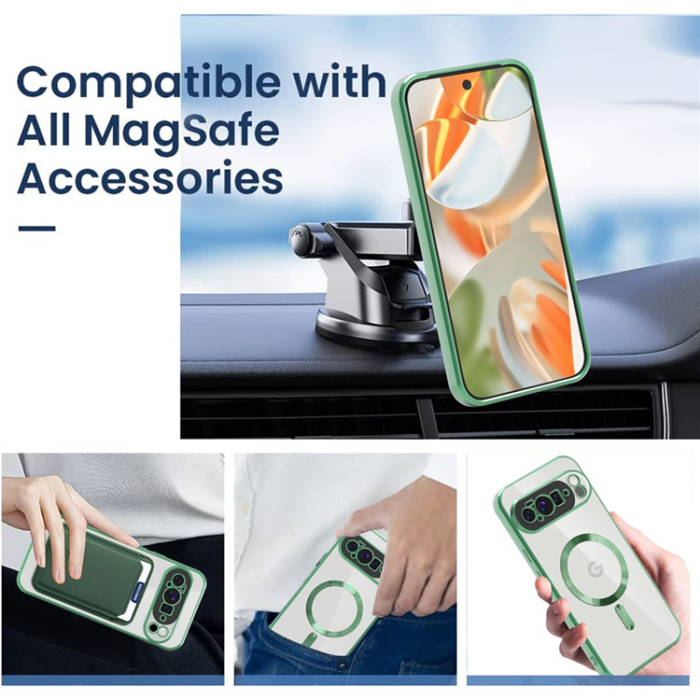 A-One Brand - Google Pixel 10 Pro XL Mobilskal MagSafe med Korthållare - Grön