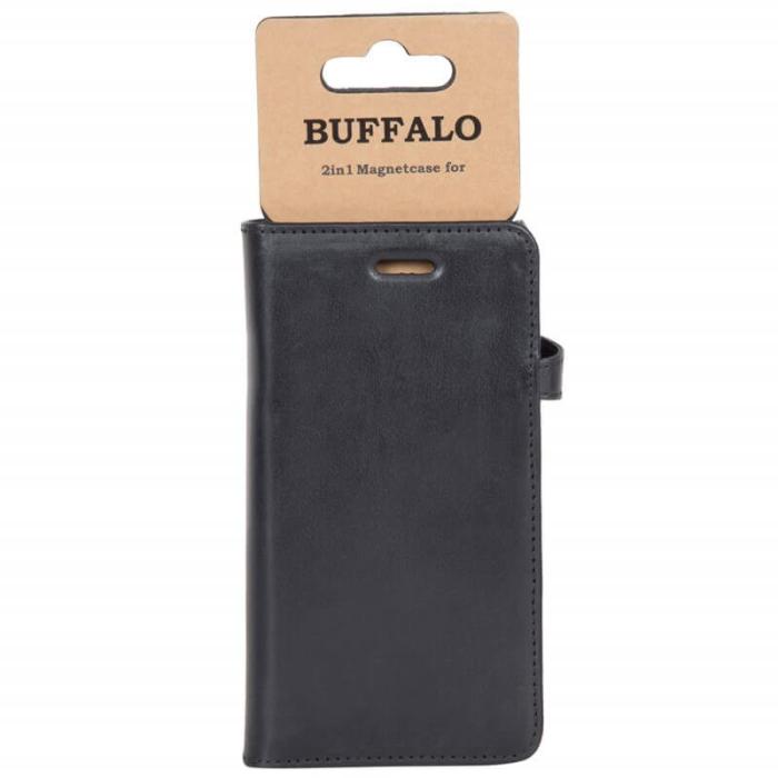 BUFFALO - BUFFALO äkta läder Plånboksfodral Samsung Galaxy S9 - Svart