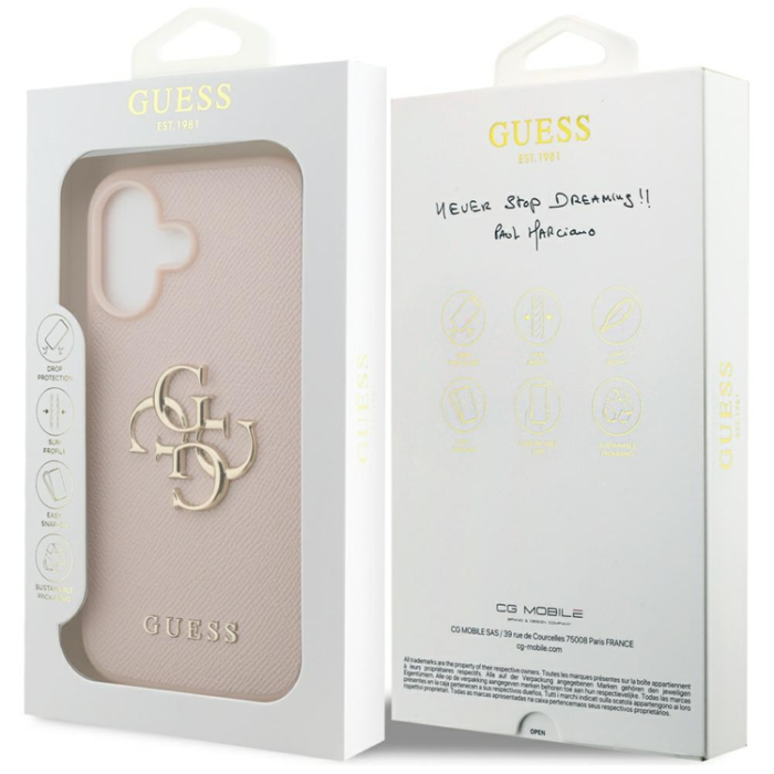 Guess - Guess iPhone 17 Mobilskal Grained Classic Logo - Rosa