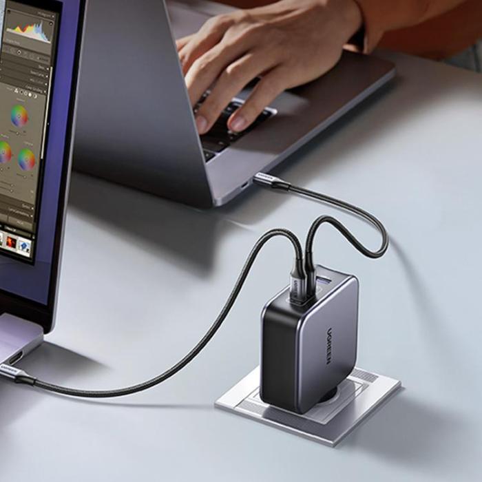 UTGATT1 - Ugreen GaN Väggladdare USB-A till USB-C 140W USB-C Kabel 1.5m - Grå