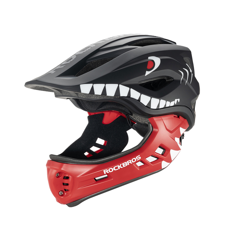 Rockbros Barncykelhjälm Med Avtagbar Jaw S (48-52) Shark - Svart | 264 | AlltMobil