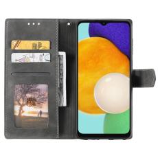 OEM - Samsung Galaxy A37 Pl&aring;nboksfodral Konstl&auml;der - Gr&aring;