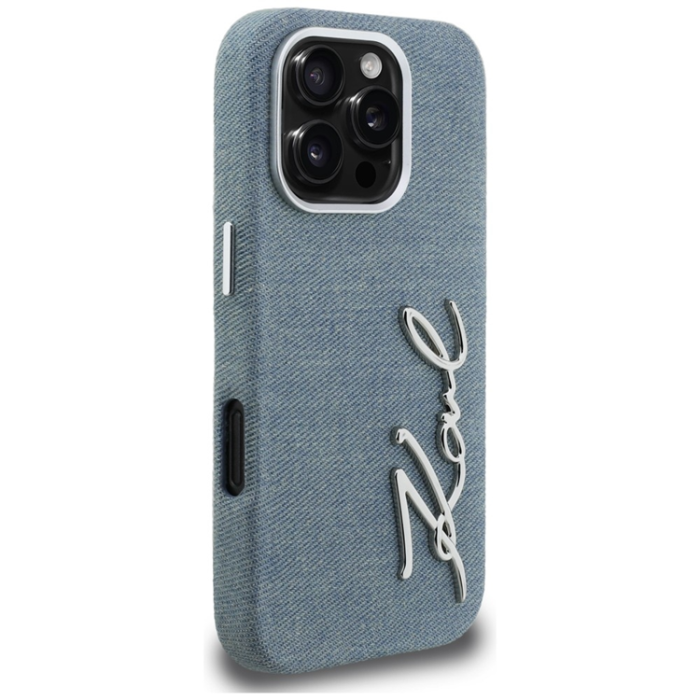 KARL LAGERFELD - Karl Lagerfeld Mobilskal För iPhone 16 Pro Jeans Signature Logo - Blå
