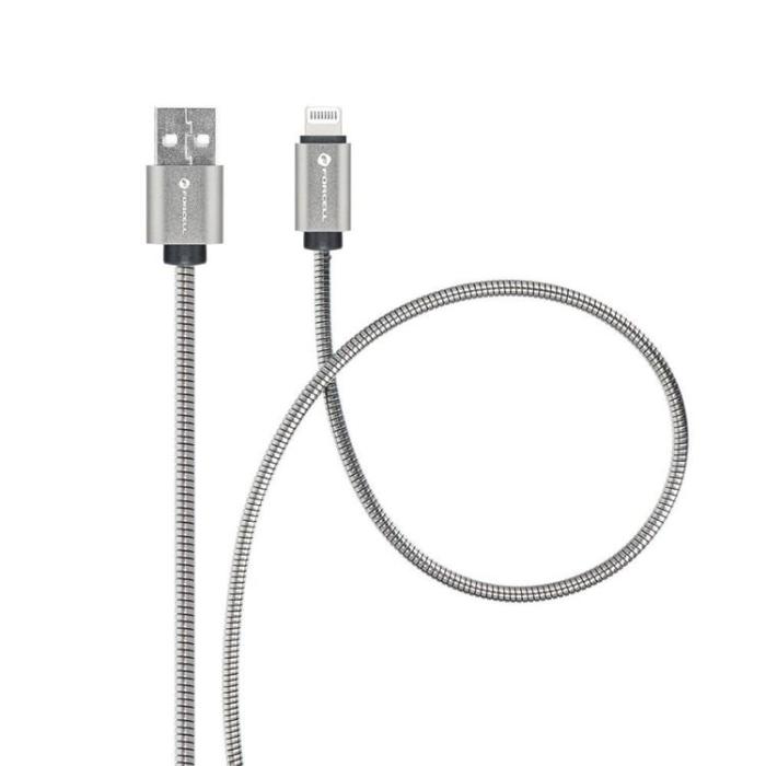 Forcell - Forcell USB-A till Lightning kabel C236 1m - Silver