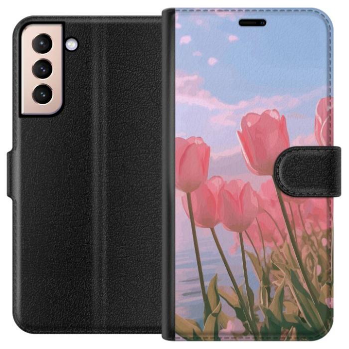 iSecrets - Plånboksfodral till Samsung Galaxy S21 med Rosa Tulpaner