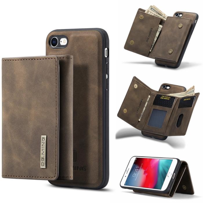 DG.MING - iPhone 7/8/SE 2020 Skal DG.MING M1 Magnetic Tri-fold Wallet Med Kickstand