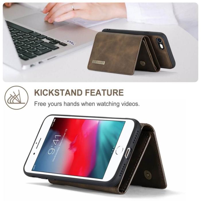 DG.MING - iPhone 7/8/SE 2020 Skal DG.MING M1 Magnetic Tri-fold Wallet Med Kickstand