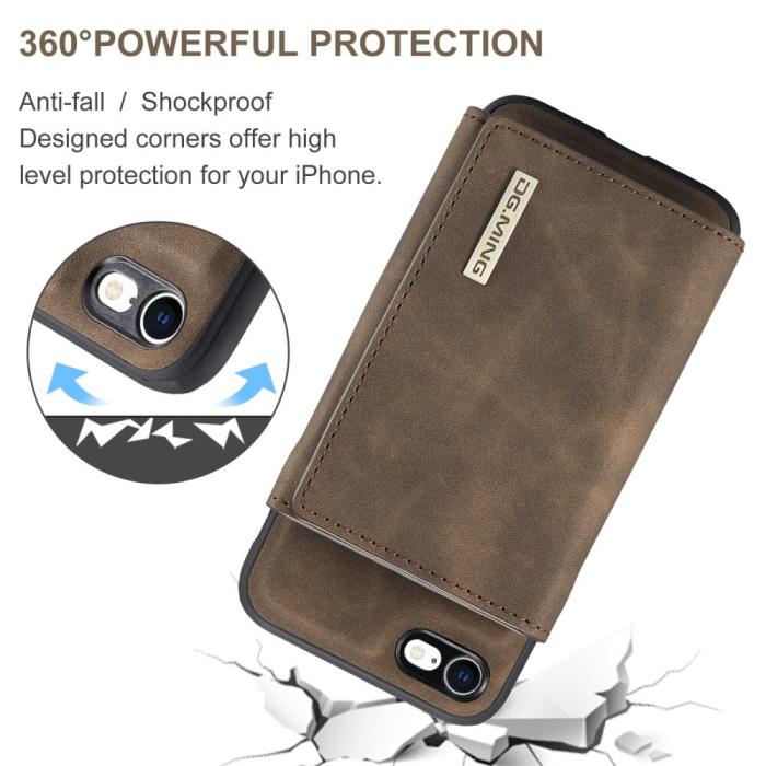 DG.MING - iPhone 7/8/SE 2020 Skal DG.MING M1 Magnetic Tri-fold Wallet Med Kickstand