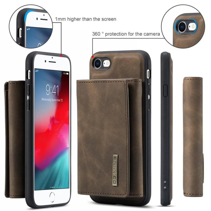 DG.MING - iPhone 7/8/SE 2020 Skal DG.MING M1 Magnetic Tri-fold Wallet Med Kickstand