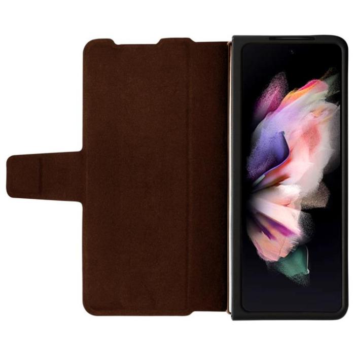 Nillkin - Nillkin Galaxy Z Fold 4 Plånboksfodral Äkta Läder Qin Series - Brun