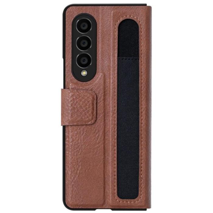 Nillkin - Nillkin Galaxy Z Fold 4 Plånboksfodral Äkta Läder Qin Series - Brun