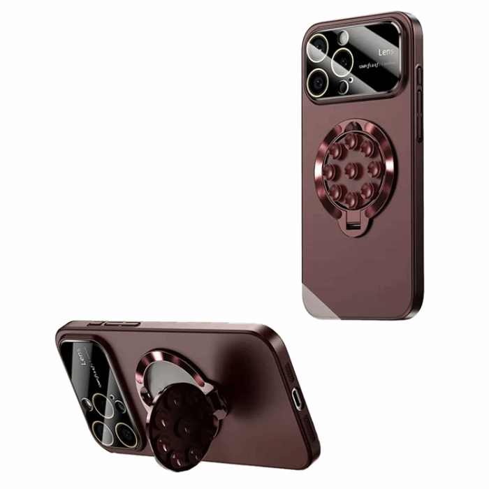 OEM - iPhone 15 Pro Mobilskal Magsafe Sugkopphållare Kickstand - Vinröd