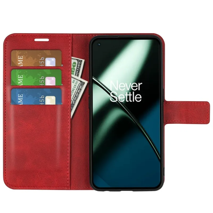 OEM - OnePlus 11 5G Plånboksfodral Calf Texture Flip - Röd