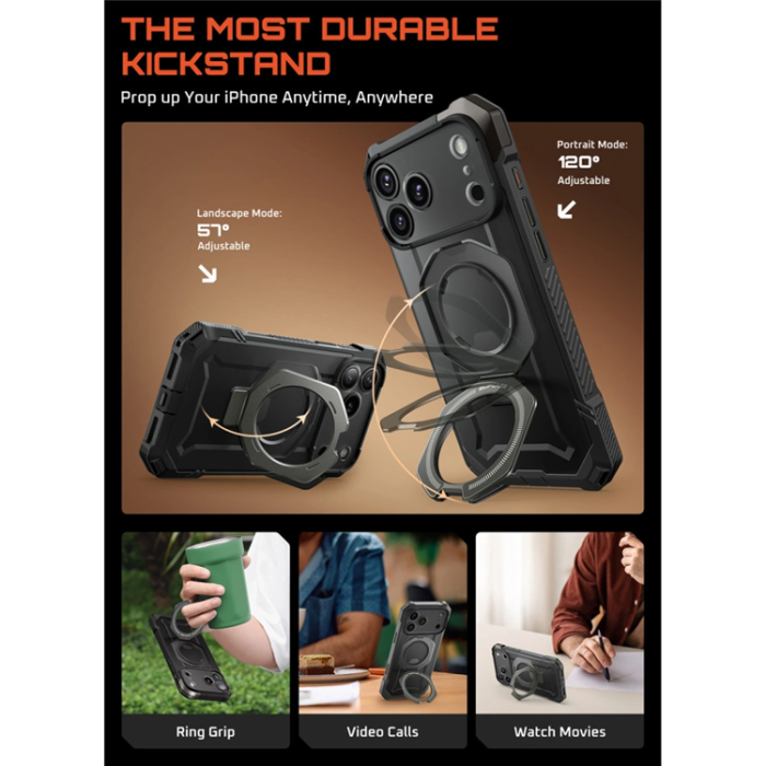 SupCase - Supcase iPhone 17 Pro Max Mobilskal Magsafe Kickstand UB Grip - Grå