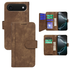 A-One Brand - iPhone 17 Air Plånboksfodral Line Pattern Läder - Brun