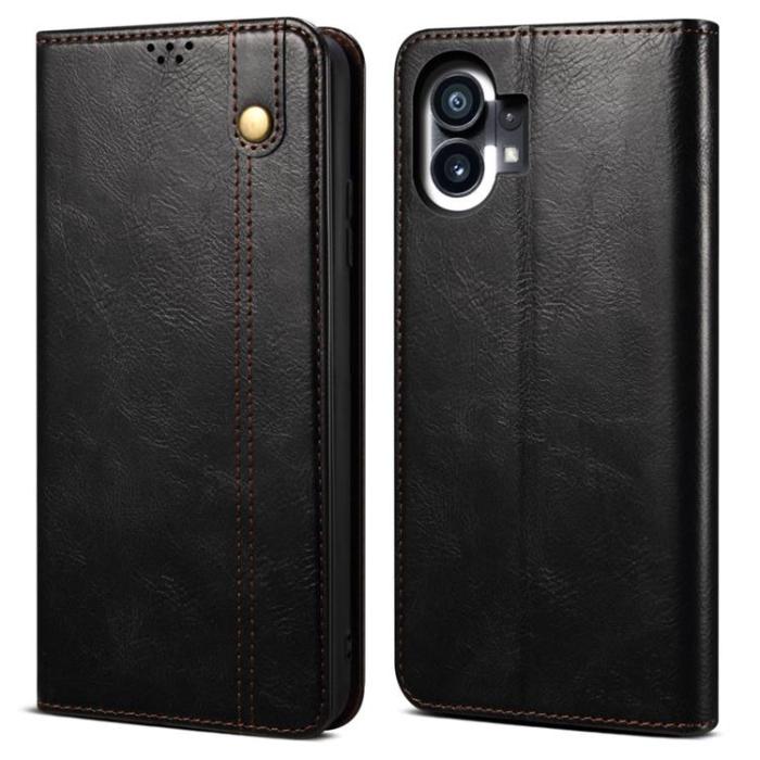 A-One Brand - Nothing Phone 1 Plånboksfodral Crazy Horse Flip - Svart