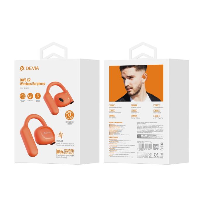 OEM - Devia OWS Star E2 Bluetooth Hörlurar Orange