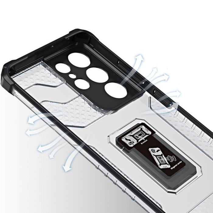 OEM - Crystal Ring Kickstand Skal Galaxy S21 Ultra 5G - Blå