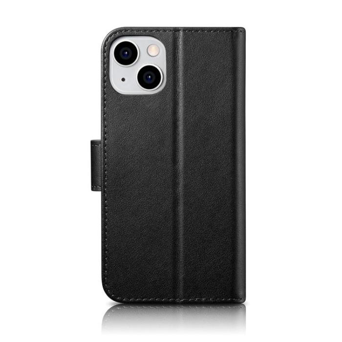 ICARER - iCarer iPhone 14 Plånboksfodral 2in1 Äkta Läder - Svart