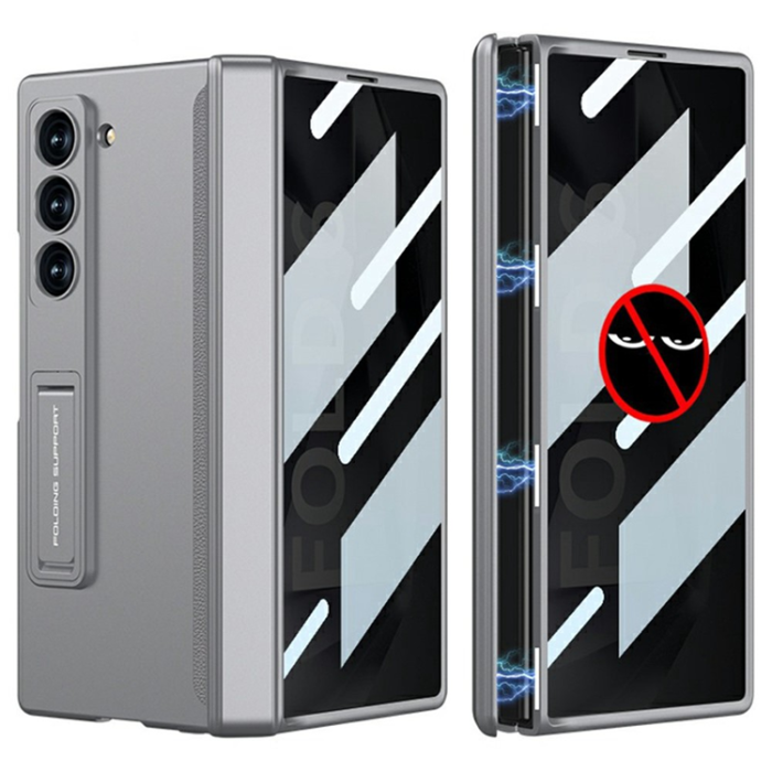 GKK - GKK Galaxy Z Fold 6 Mobilskal Kickstand med Privacy Skärmskydd - Grå