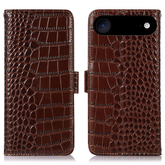 A-One Brand - iPhone Air Plånboksfodral Äkta Läder Crocodile - Brun