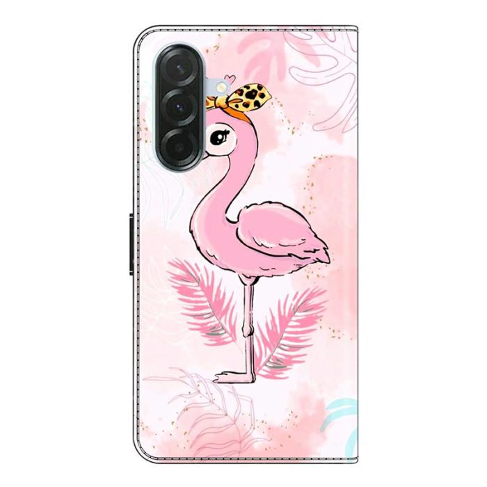 OEM - Samsung Galaxy A57 Plånboksfodral Konstläder Mönstertryck - Rosa Fågel