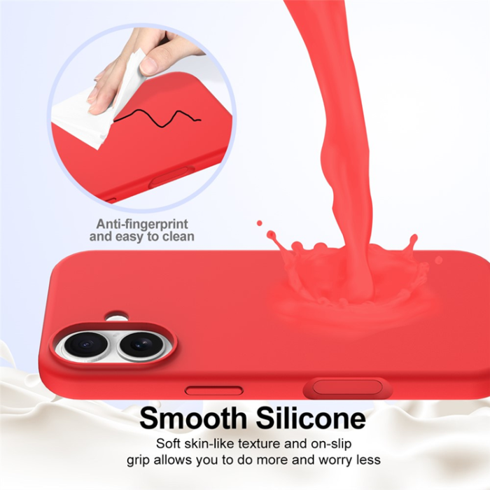 A-One Brand - iPhone 17 Mobilskal MagSafe Silikon Anti-Drop - Röd
