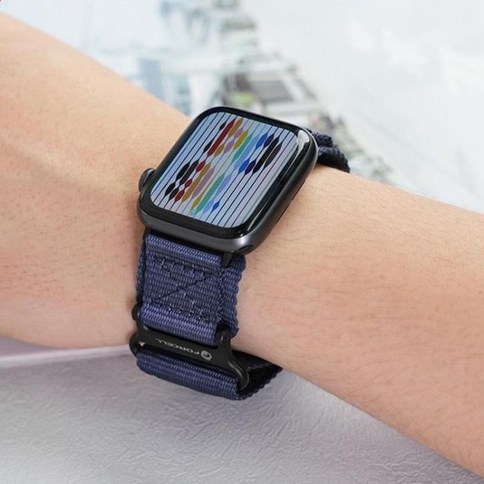 Forcell - Forcell Apple Watch (42/44/45/49mm) Armband Nylon - Blå