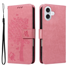 A-One Brand - iPhone 17 Plånboksfodral Tree Pattern - Rosa