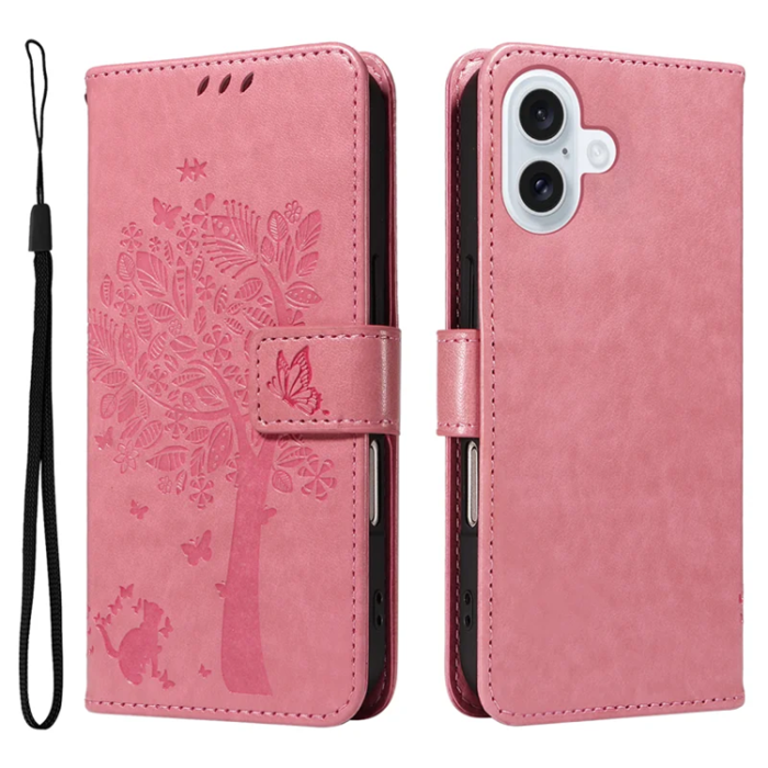 A-One Brand - iPhone 17 Plånboksfodral Tree Pattern - Rosa