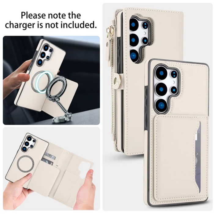A-One Brand - Galaxy S25 Ultra Plånboksfodral MagSafe Detachable - Vit