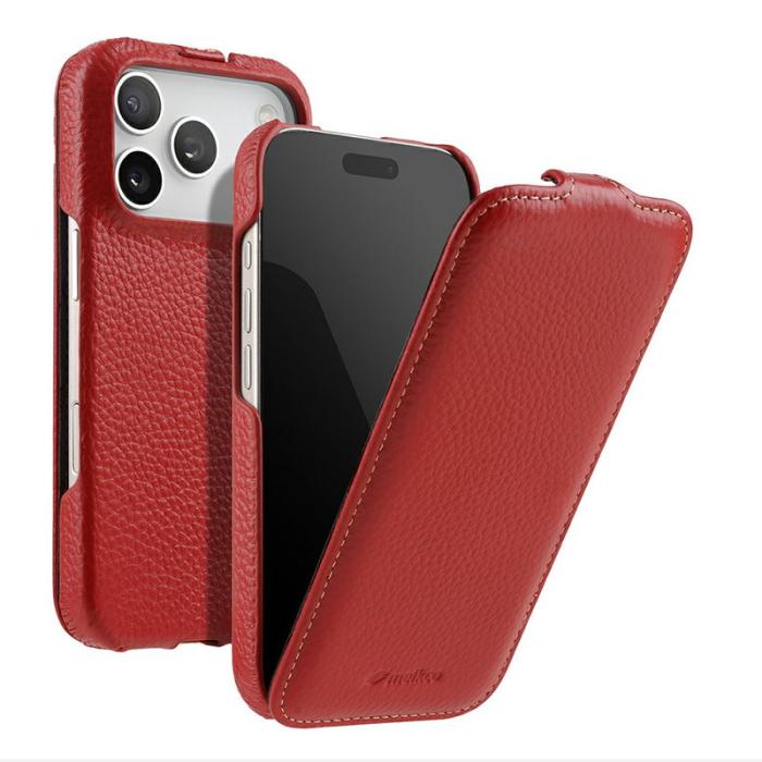 Melkco - MELKCO Mobilskal till iPhone 17 Pro Max Äkta Läder + PC Röd