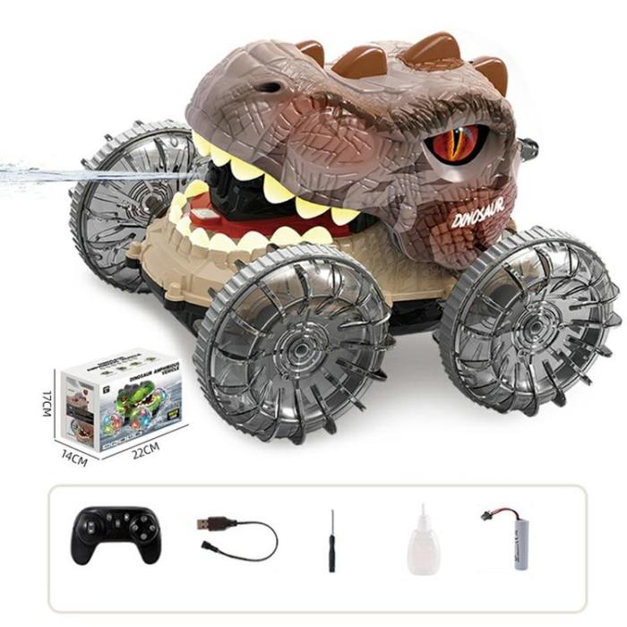 OEM - 2.4G RC Amfibisk Dinosauriebil Stunt med Vattenspray för Barn (Ålder 3+)