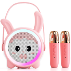 OEM - Tecknad Barnkaraoke Högtalare med 2xMikrofoner Set K12 - Rosa kanin