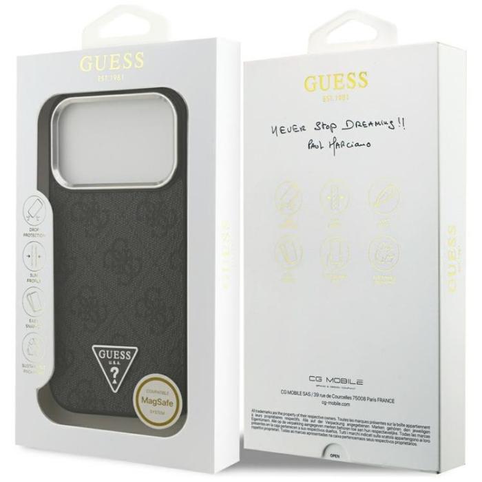 Guess - Guess iPhone 17 Pro Mobilskal MagSafe 4G Triangle Logo - Svart Silver