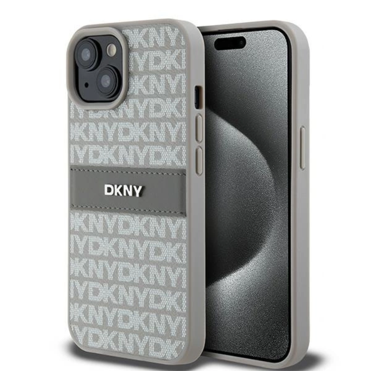 DKNY iPhone 15/14 Plus Mobilskal Läder Mono Stripe & Metal Logo | 2353 | AlltMobil