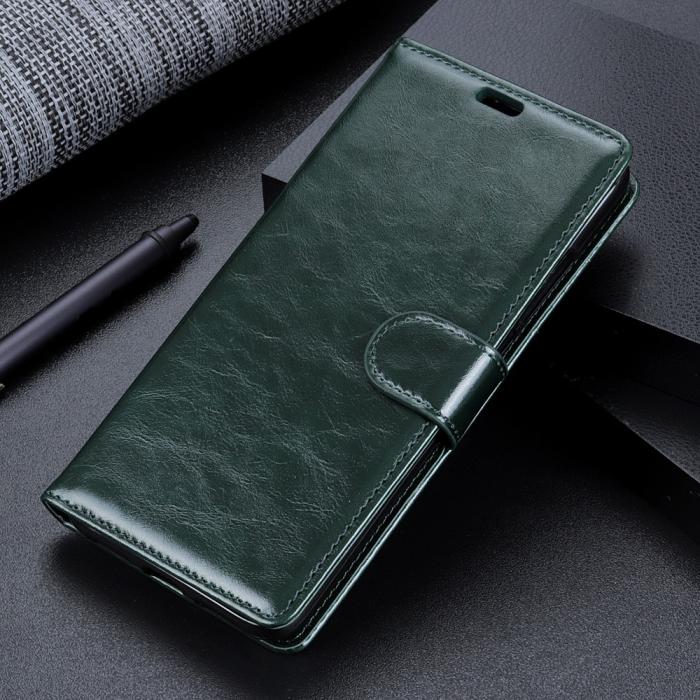 UTGATT4 - Crazy Horse Premium Plånboksfodral för Samsung Galaxy A7 2018 - Grön