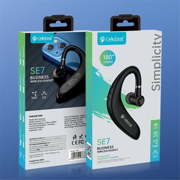 CELEBRAT - [2-Pack] CELEBRAT In-Ear Hörlur Bluetooth SE7 - Svart