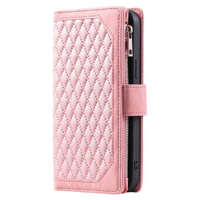 A-One Brand - iPhone 13 Plånboksfodral Rhombus Grid - Rosa
