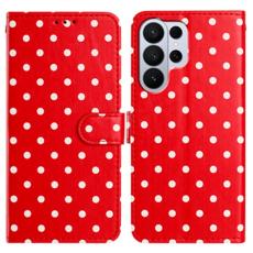 OEM - Samsung Galaxy S26 Ultra Pl&aring;nboksfodral Konstl&auml;der Polka Dot - R&ouml;d